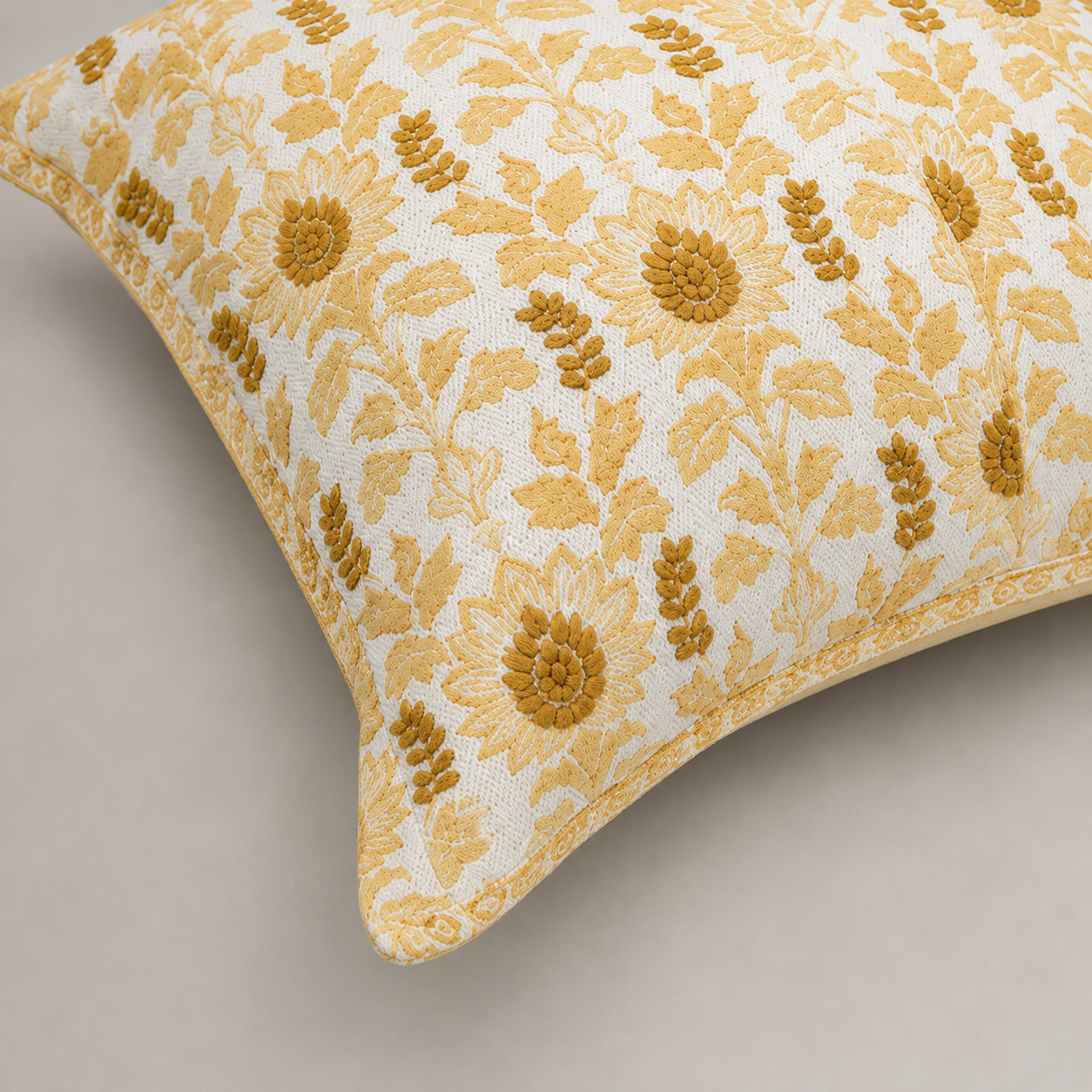 Golden Vine Floral Cushion