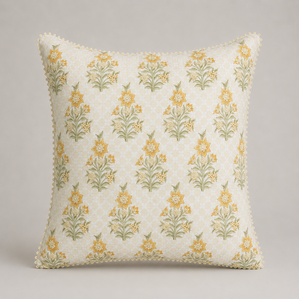 Golden Meadow Blossom Cushion