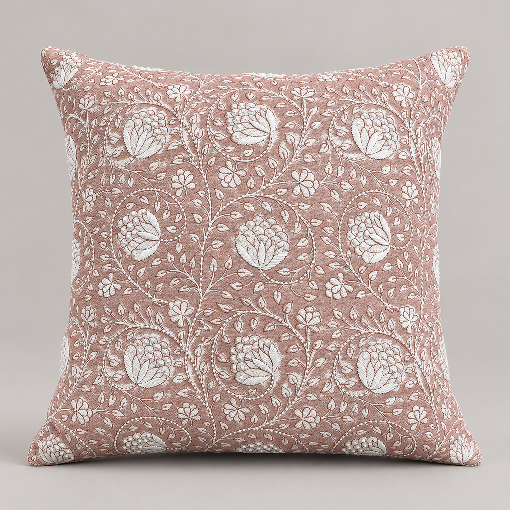 Blush Vine Paisley Cushion