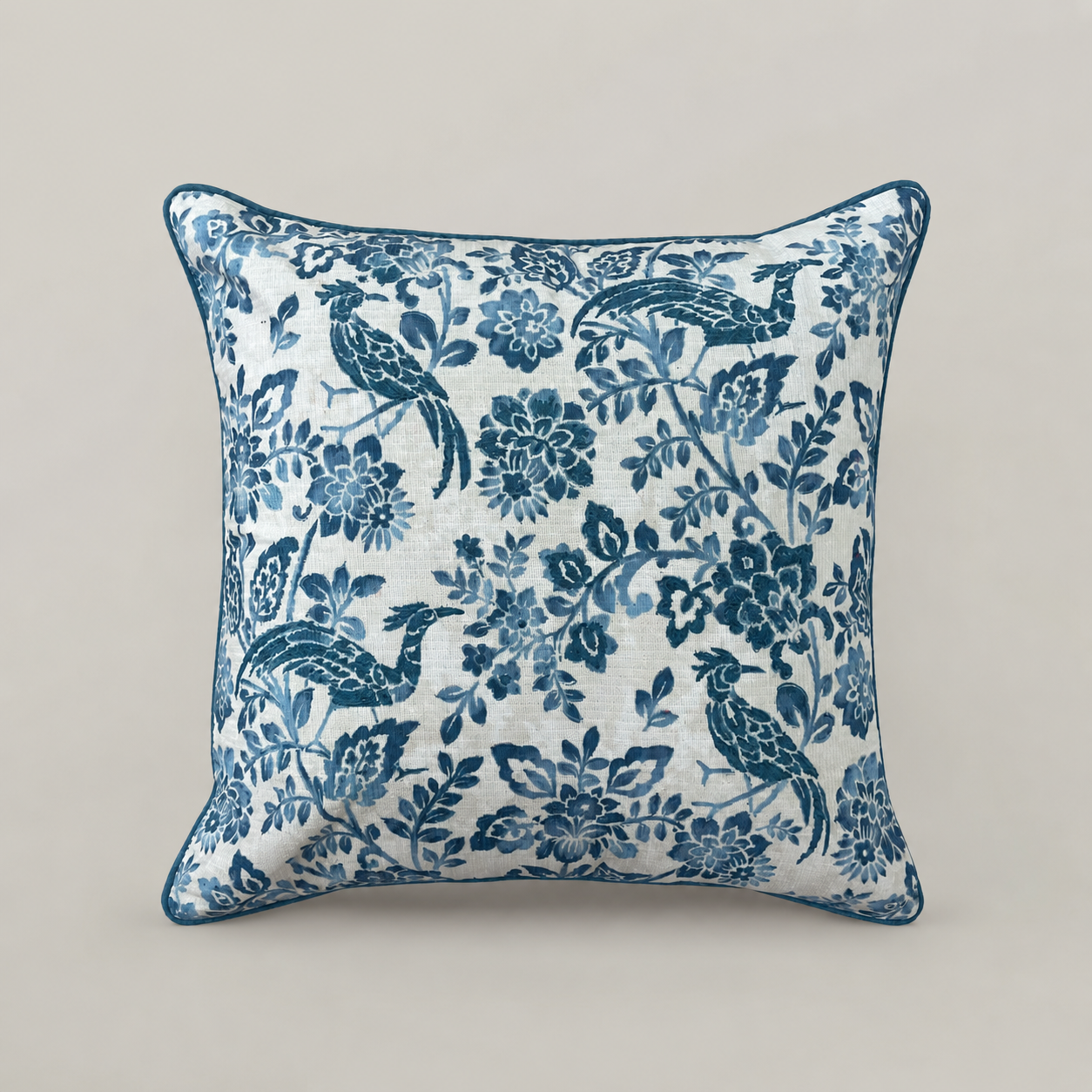 Azure Garden Bird Cushion