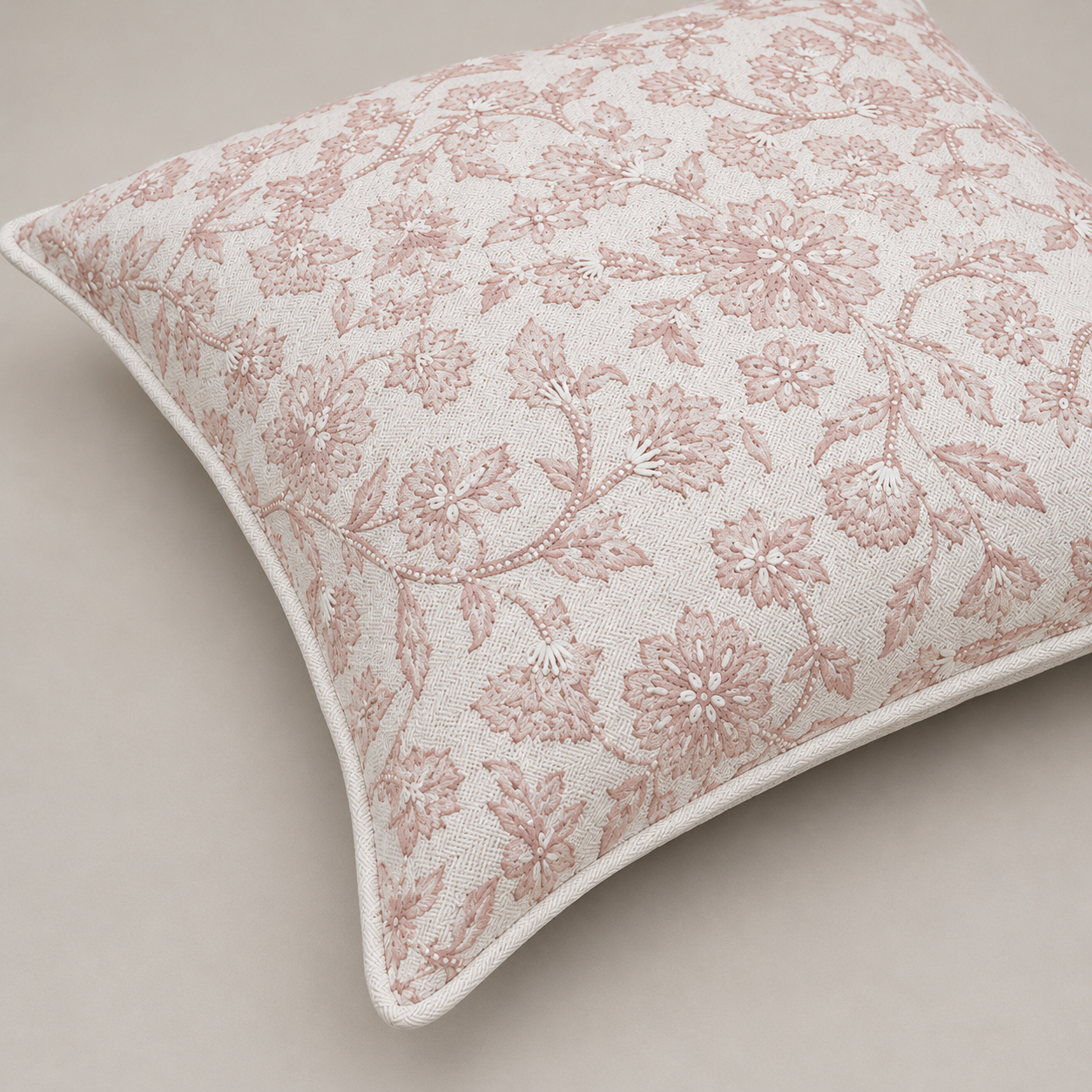 Blush Meadow Floral Cushion