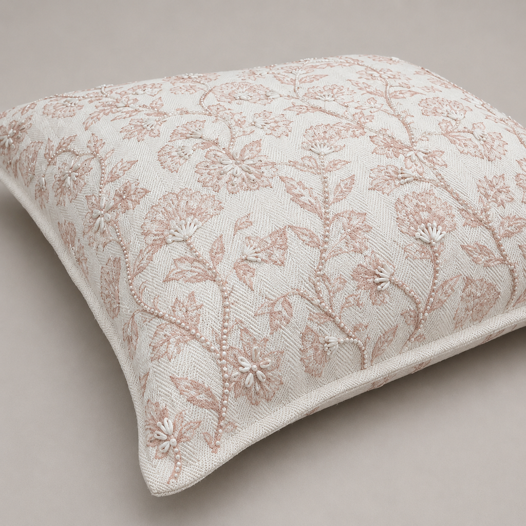 Blush Meadow Floral Cushion