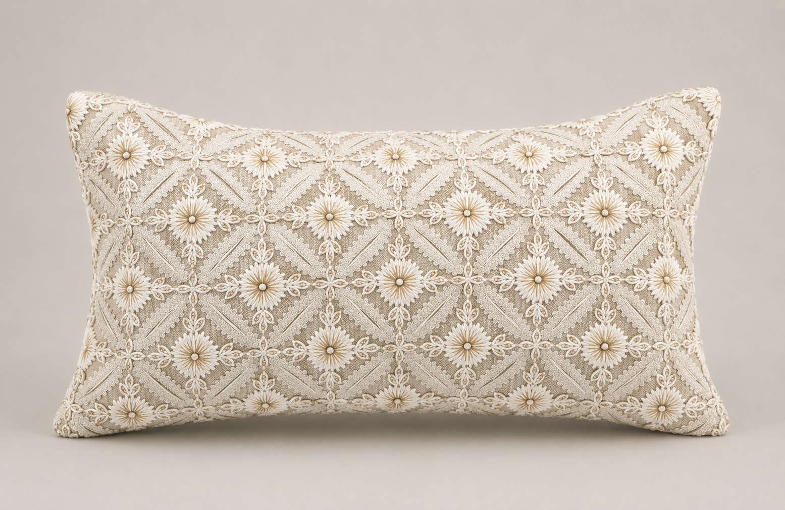 Ivory Lace Floral Cushion
