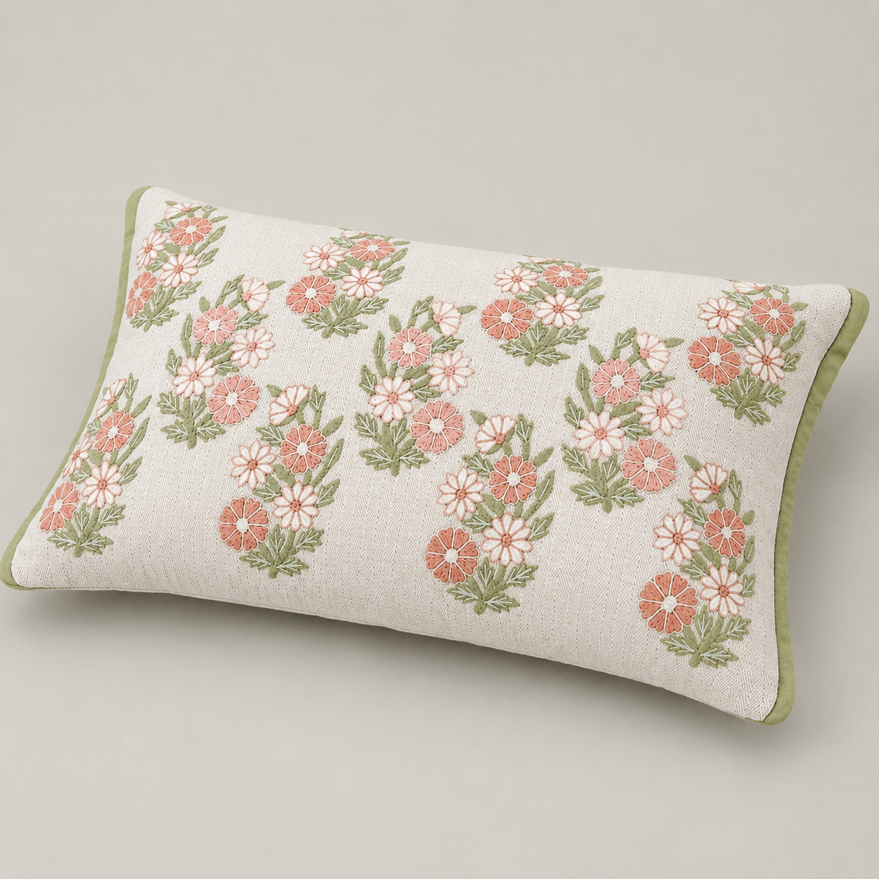 Blush Meadow Floral Cushion