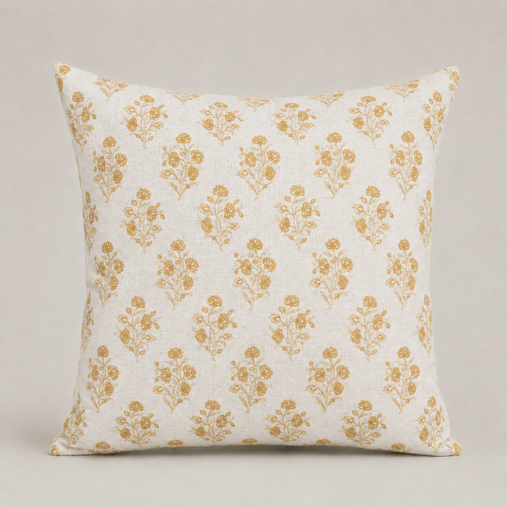 Golden Meadow Floral Cushion