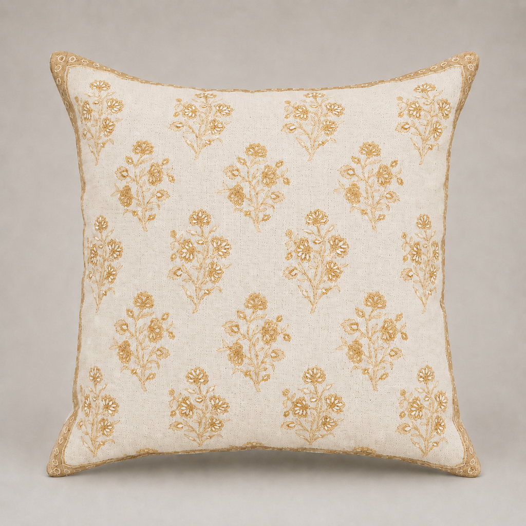Golden Meadow Floral Cushion