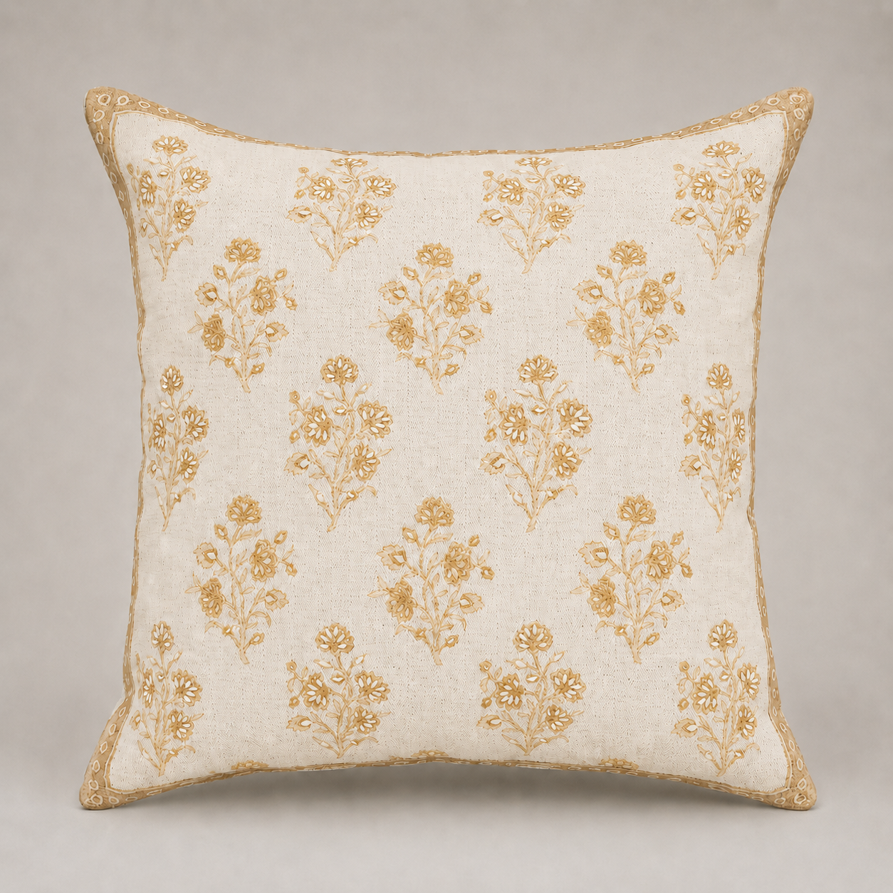 Golden Meadow Floral Cushion