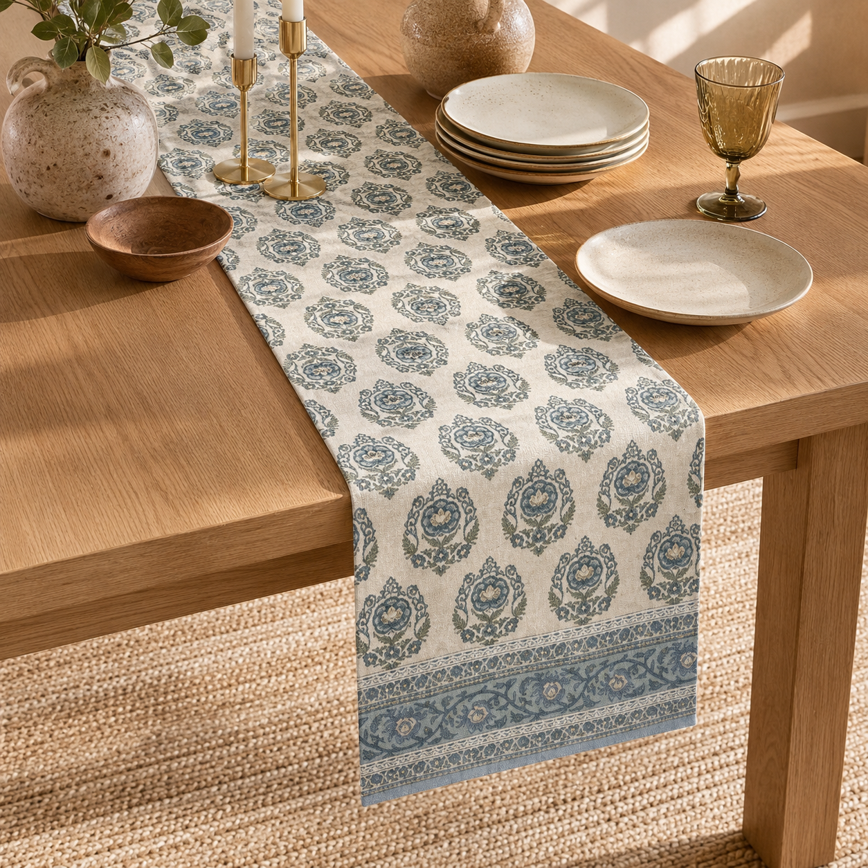 Cerulean Heritage Table Runner