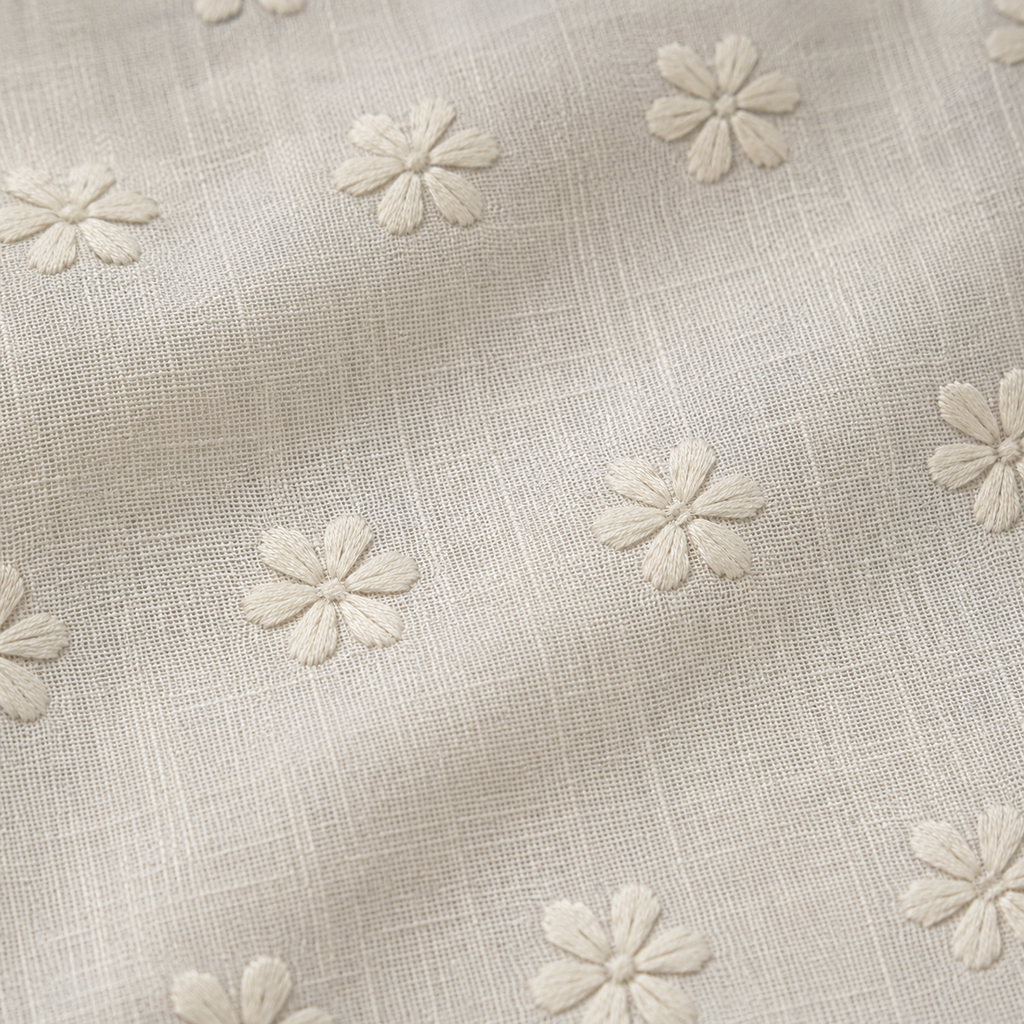 Alabaster Daisy Embroidered Runner