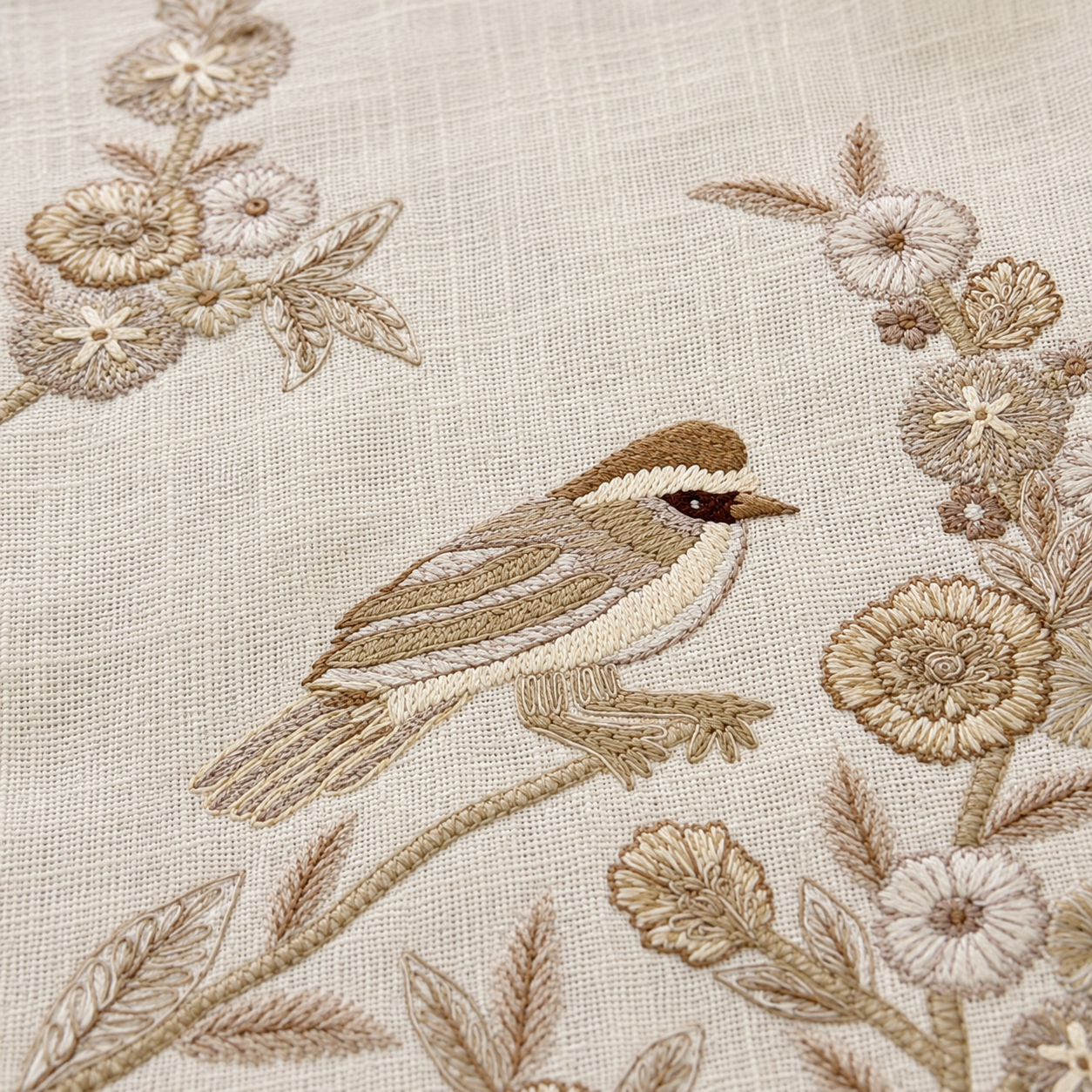 Woodland Songbird Embroidered Runner