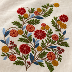 Scarlet Bloom Embroidered Table Runner