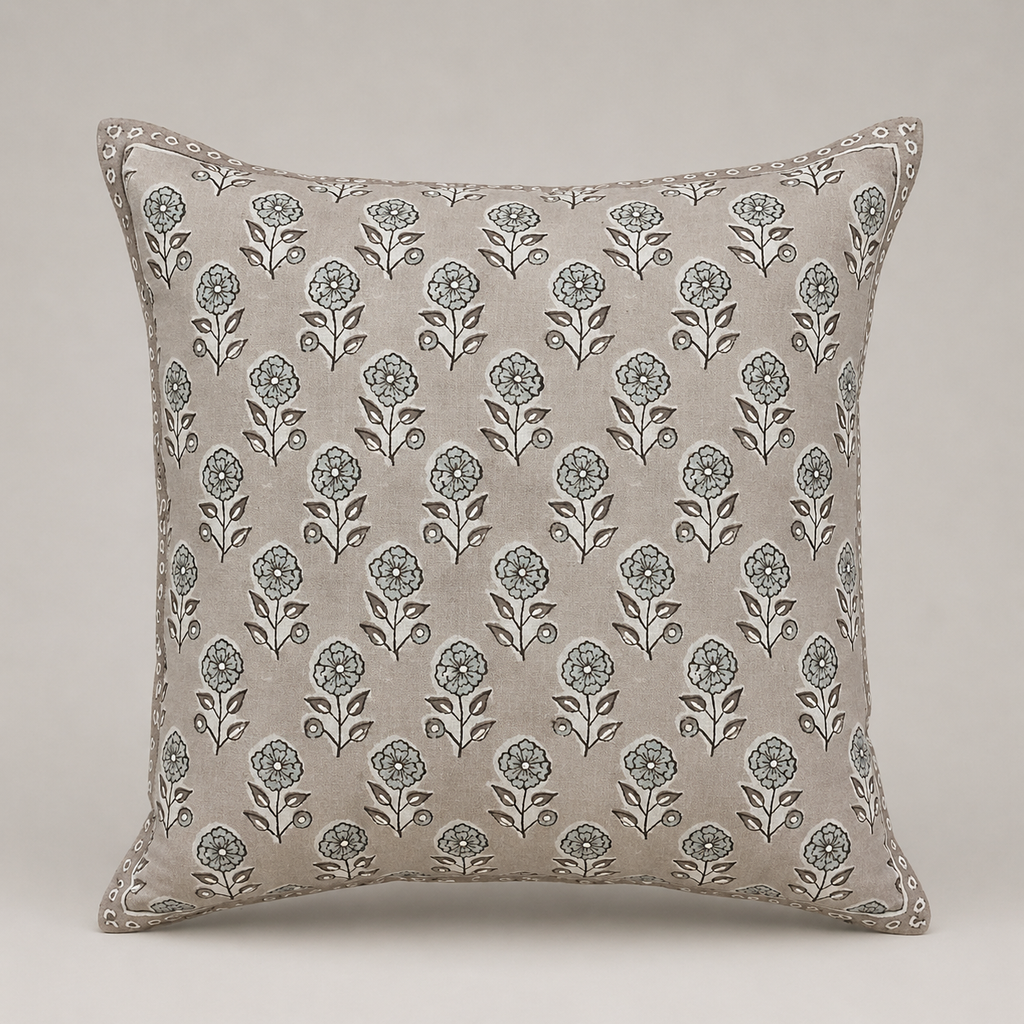 Taupe Blossom Buti Cushion