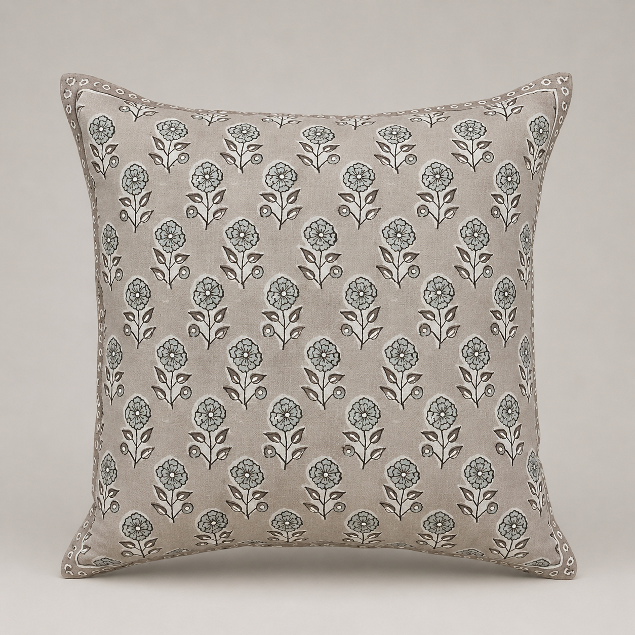 Taupe Blossom Buti Cushion