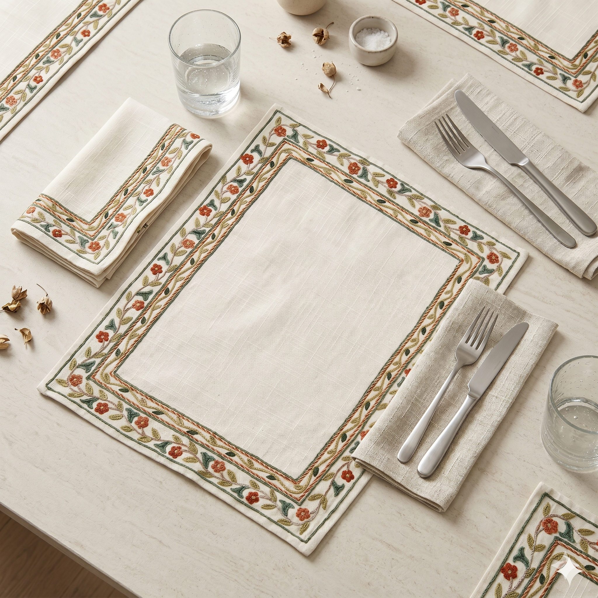 Floral Vine Placemat & Napkin Set