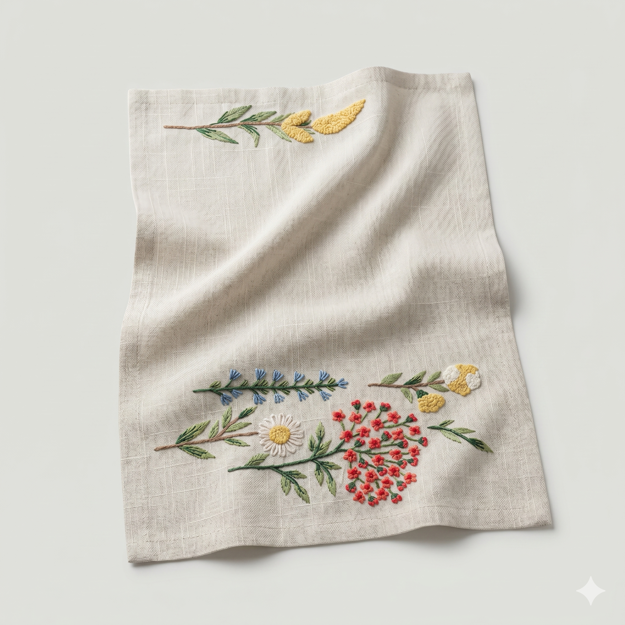 Wildflower Meadow Embroidered Placemat & Napkin