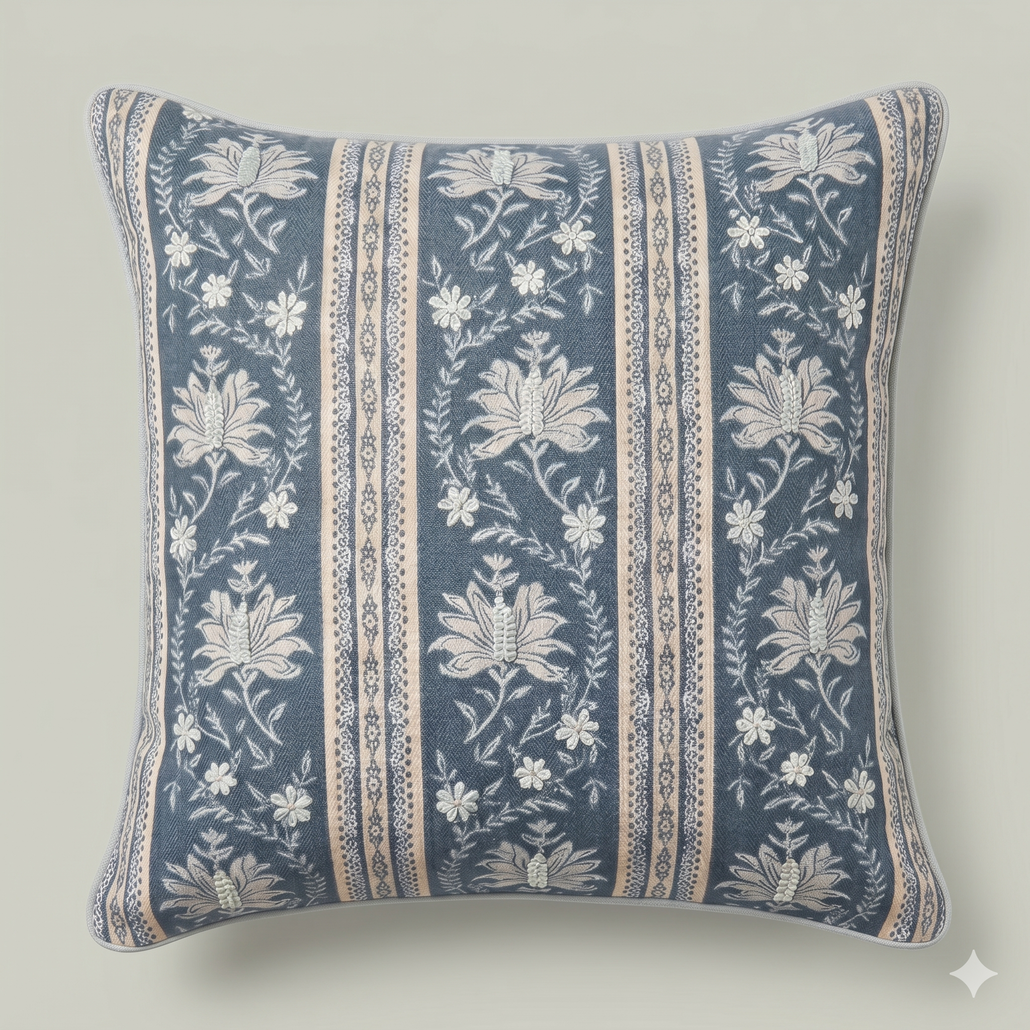 Midnight Floral Stripe Cushion