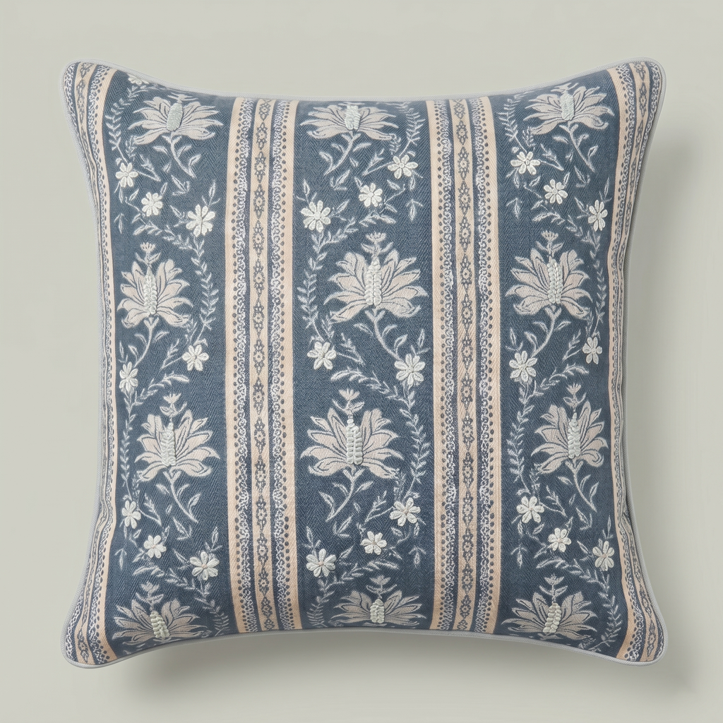 Midnight Floral Stripe Cushion