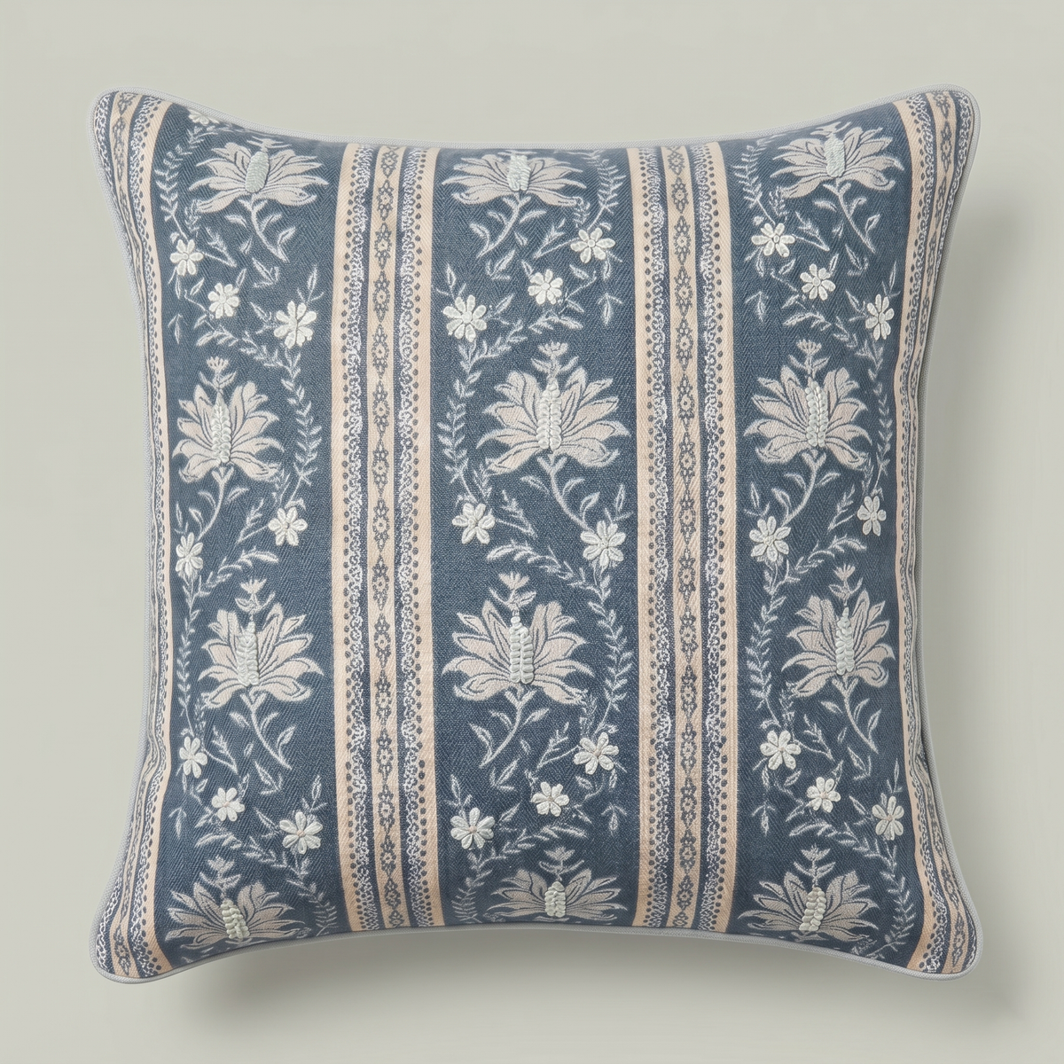 Midnight Floral Stripe Cushion