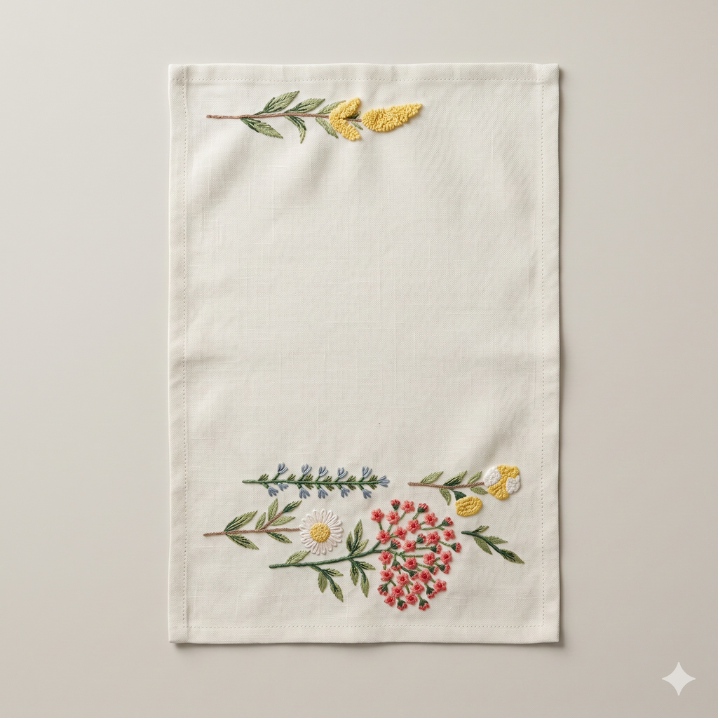 Wildflower Meadow Embroidered Placemat & Napkin