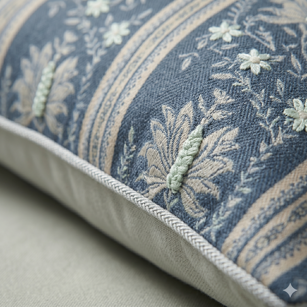 Midnight Floral Stripe Cushion