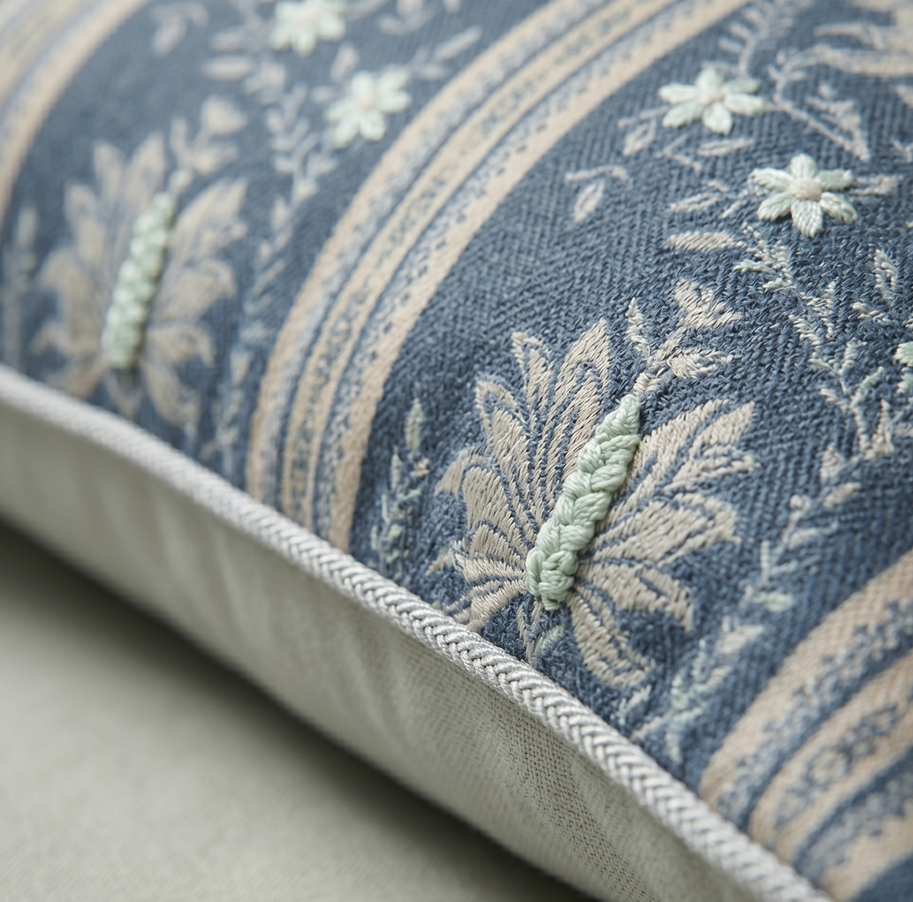 Midnight Floral Stripe Cushion