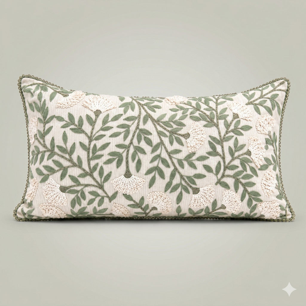 Sage Blossom Vine Cushion
