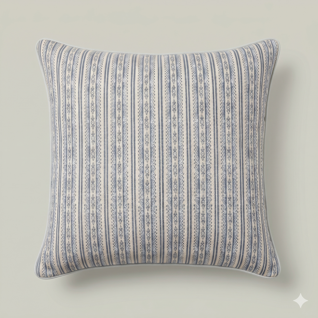 Midnight Floral Stripe Cushion