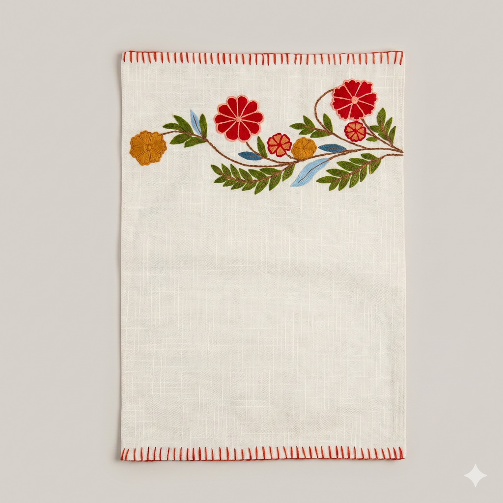 Scarlet Garden Embroidered Placemat & Napkin Set