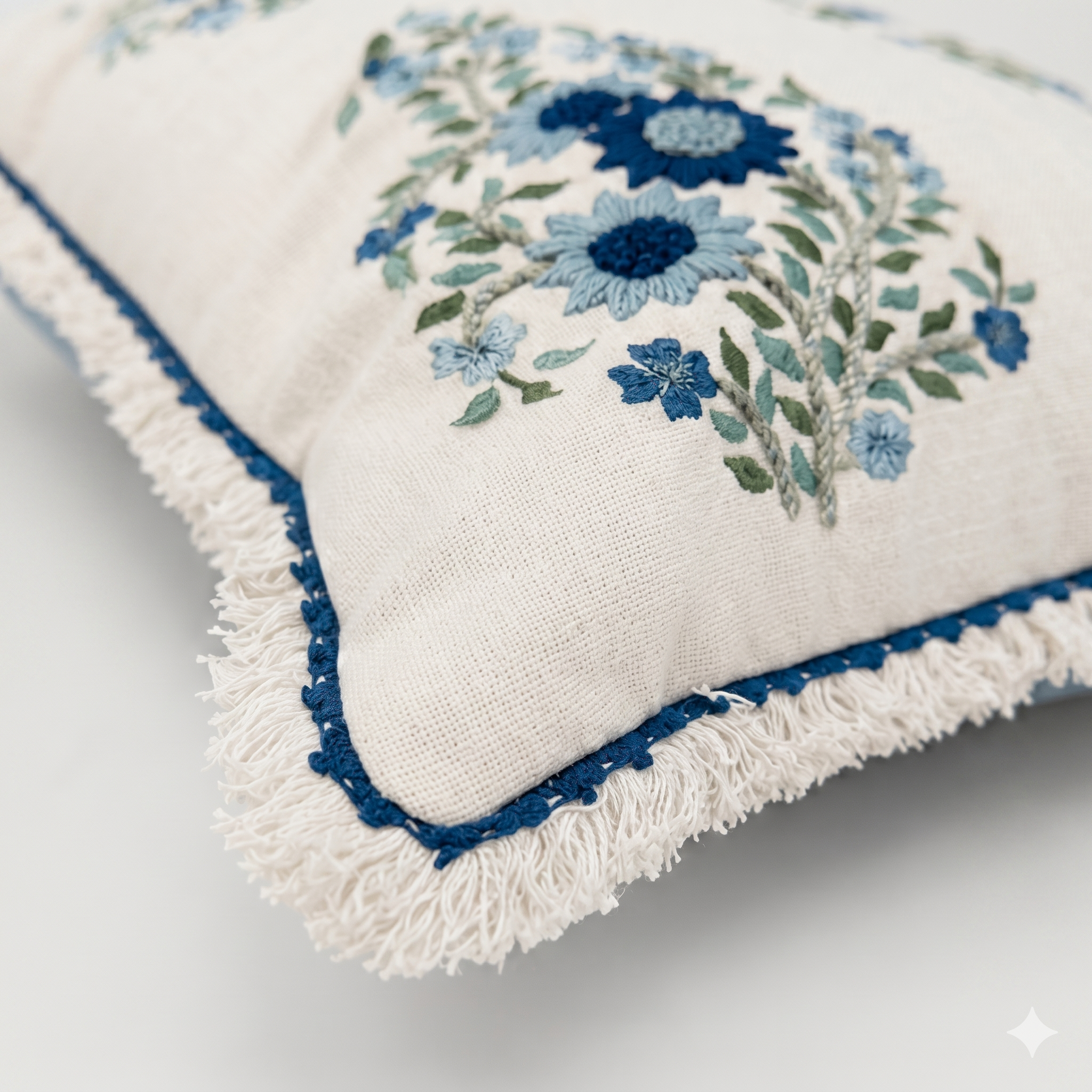 Azure Blossom Vine Cushion