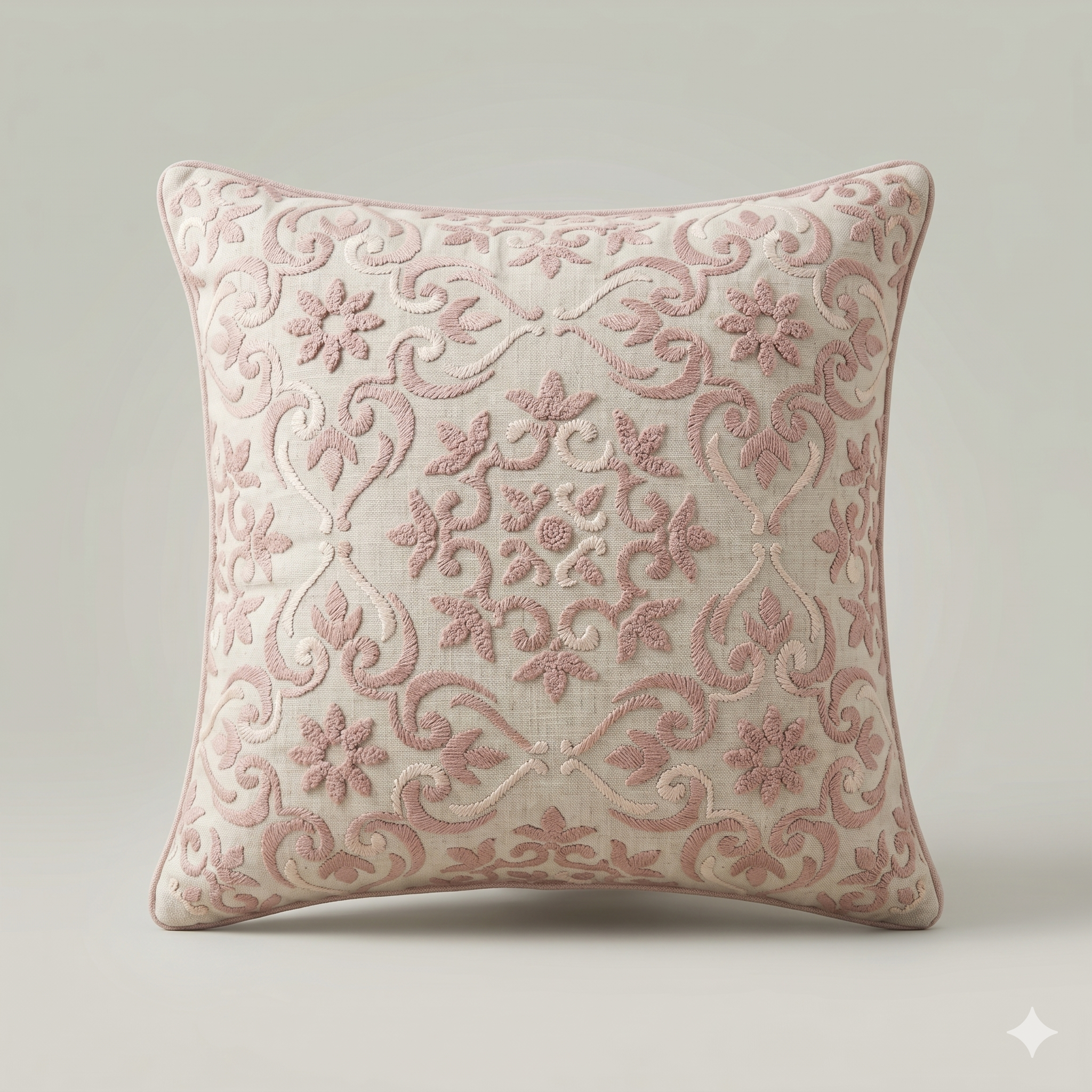 Blush Medallion Embroidered Cushion