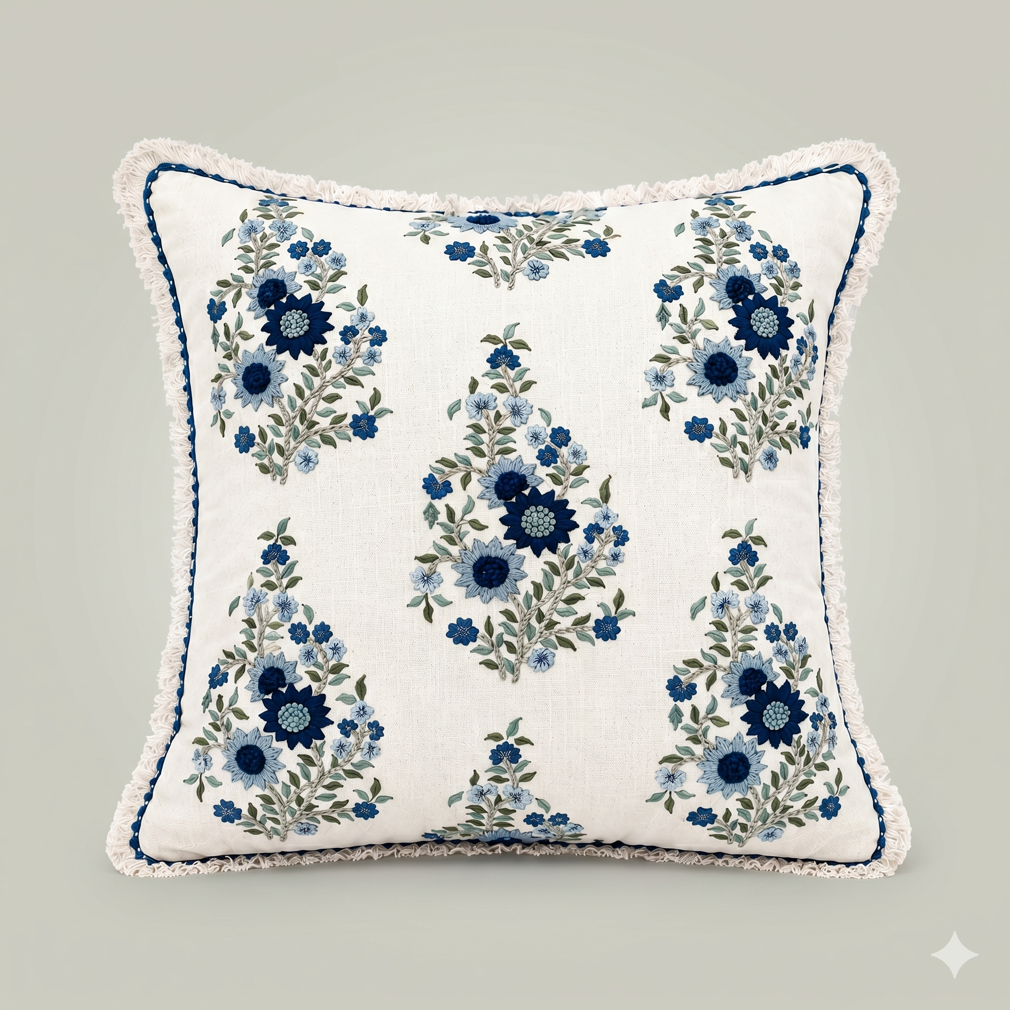 Azure Blossom Vine Cushion