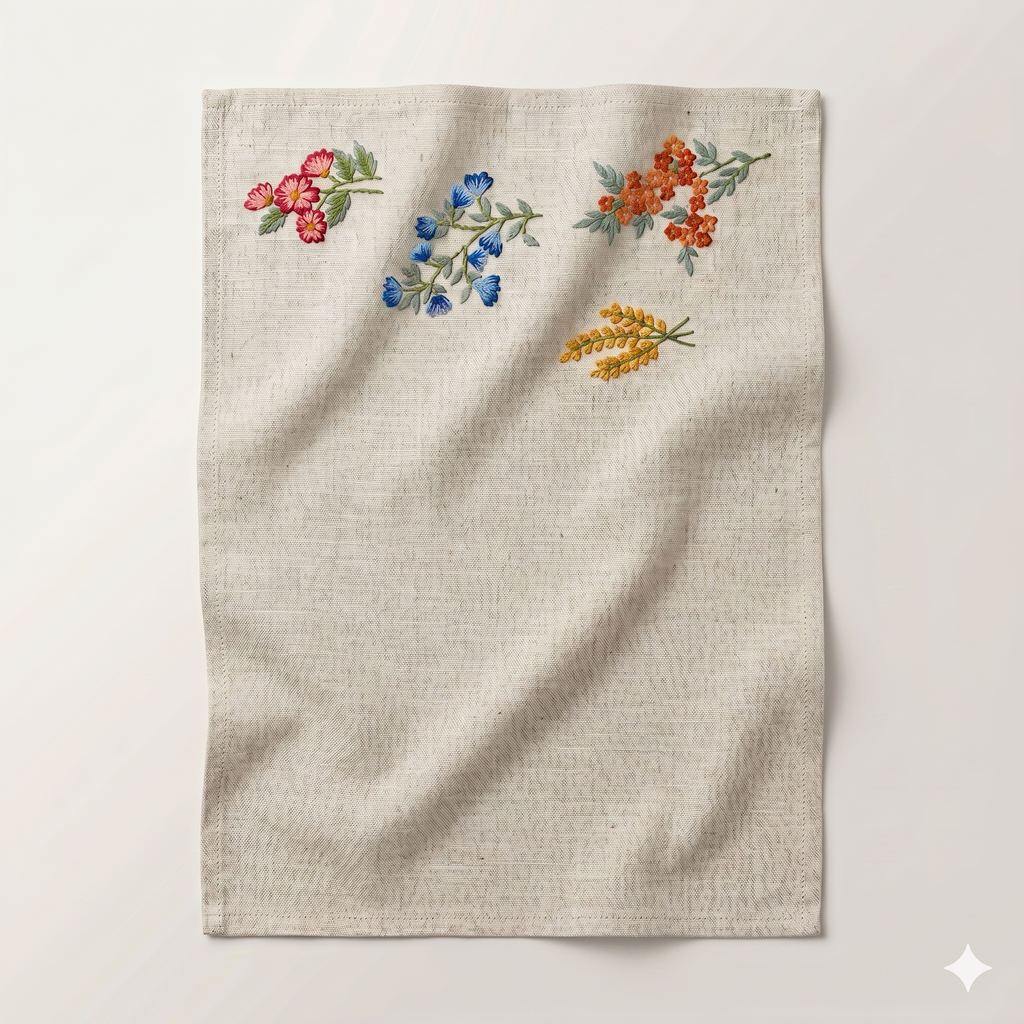 Meadow Sprig Embroidered Placemat & Napkin Set