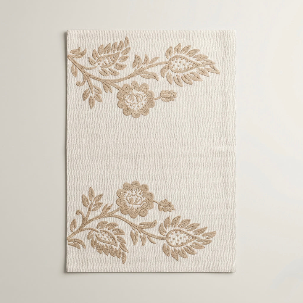 Sand Dune Vine Embroidered Placemat & Napkin Set