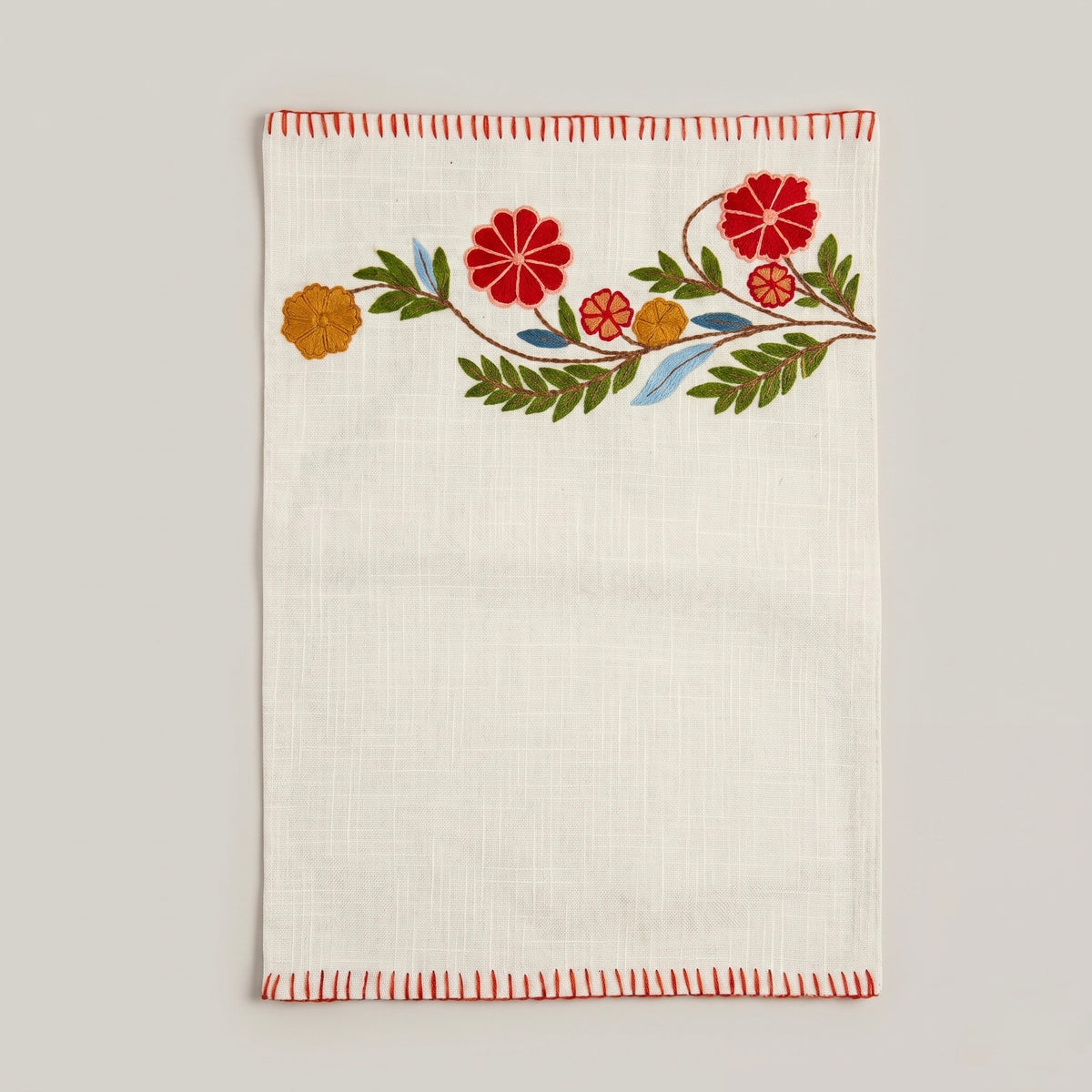 Scarlet Garden Embroidered Placemat set