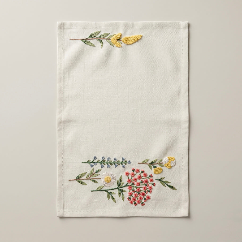 Wildflower Meadow Embroidered Placemat Set