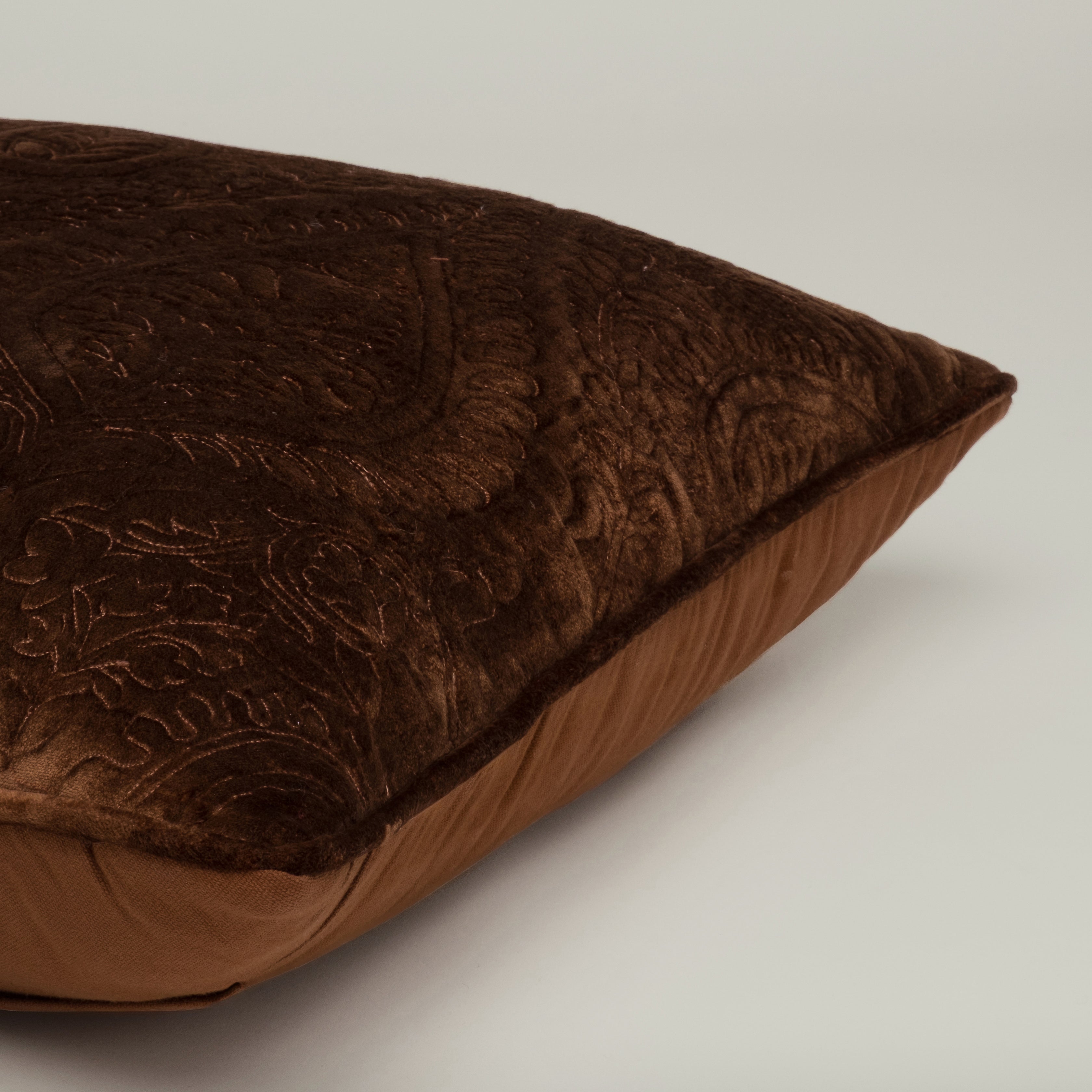 Espresso Velvet Embossed Cushion