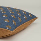 Indigo Bloom Embroidered Cushion