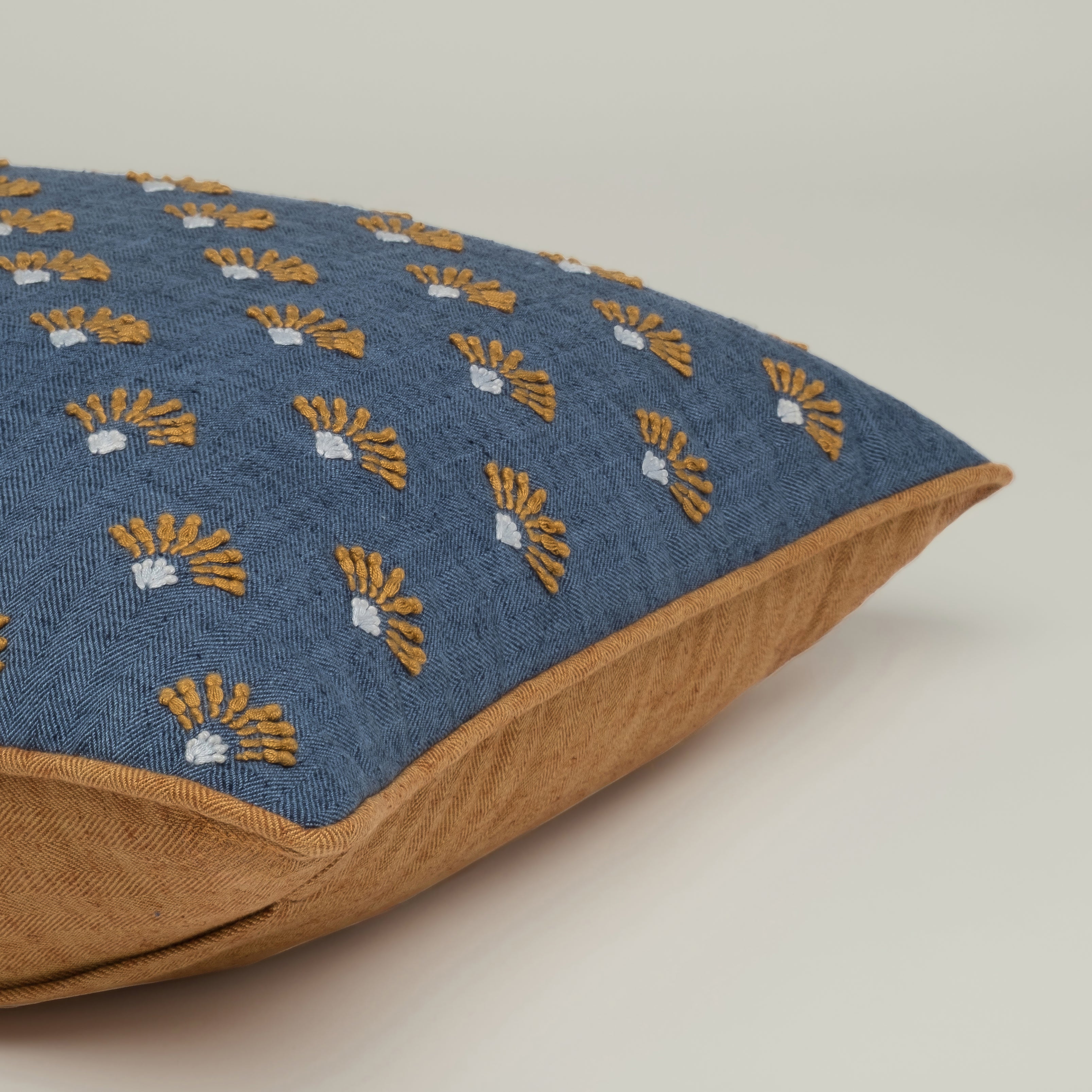 Indigo Bloom Embroidered Cushion