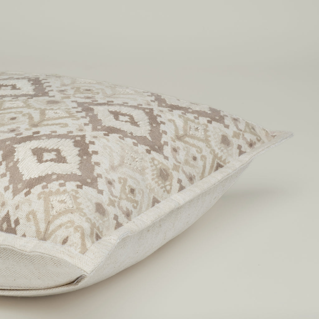 Taupe Ikat Medallion Cushion