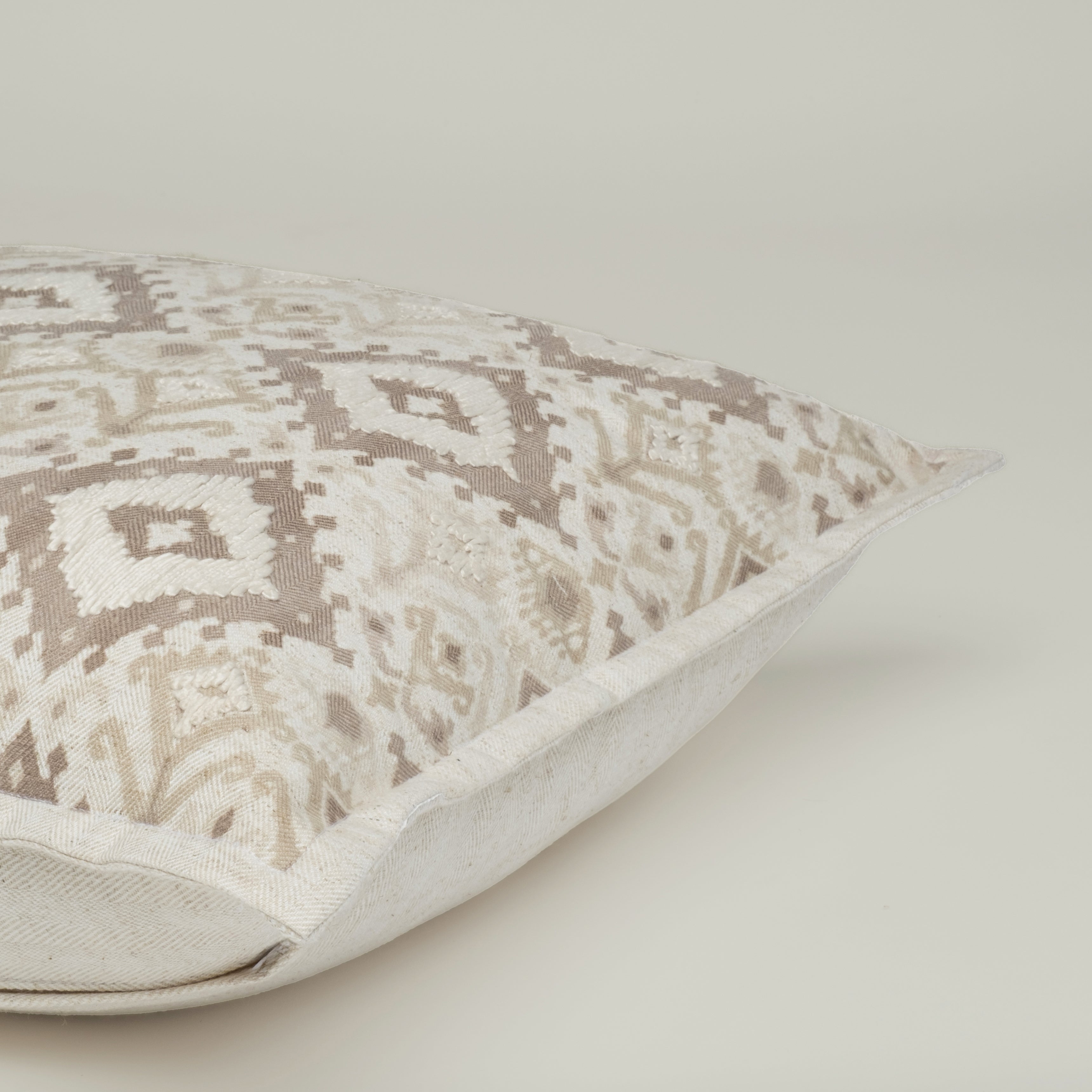 Taupe Ikat Medallion Cushion