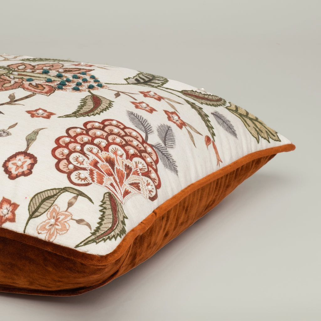 Chintz Botanical Embroidered Cushion