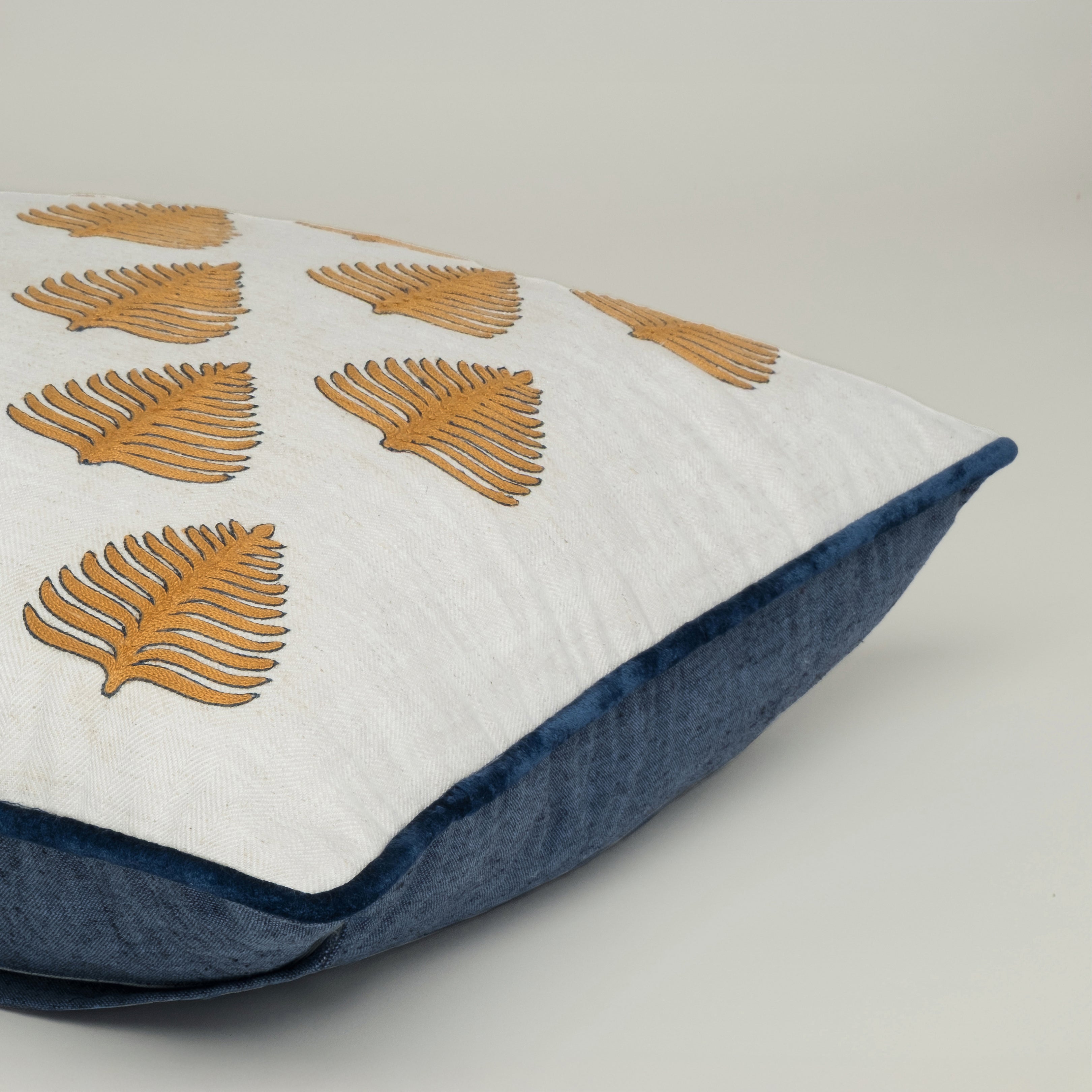 Ivory Fern Embroidered Cushion