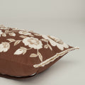 Mocha Floral Embroidered Lumbar Cushion