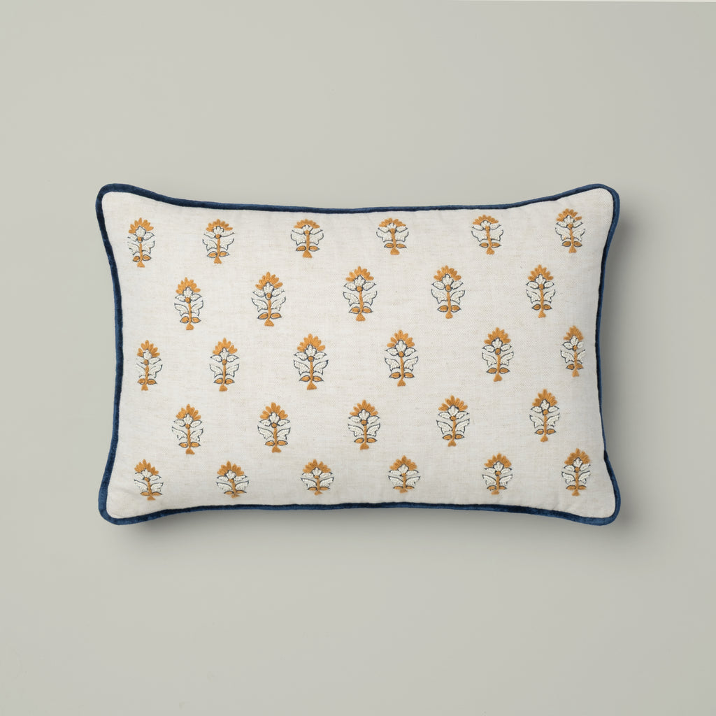 Ivory Blossom Embroidered Cushion