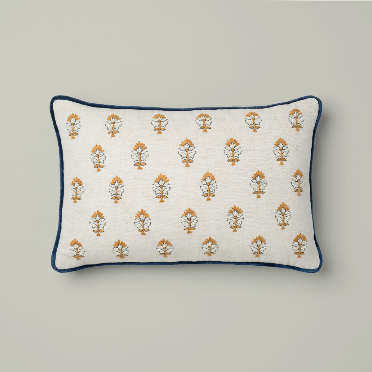 Ivory Blossom Embroidered Cushion