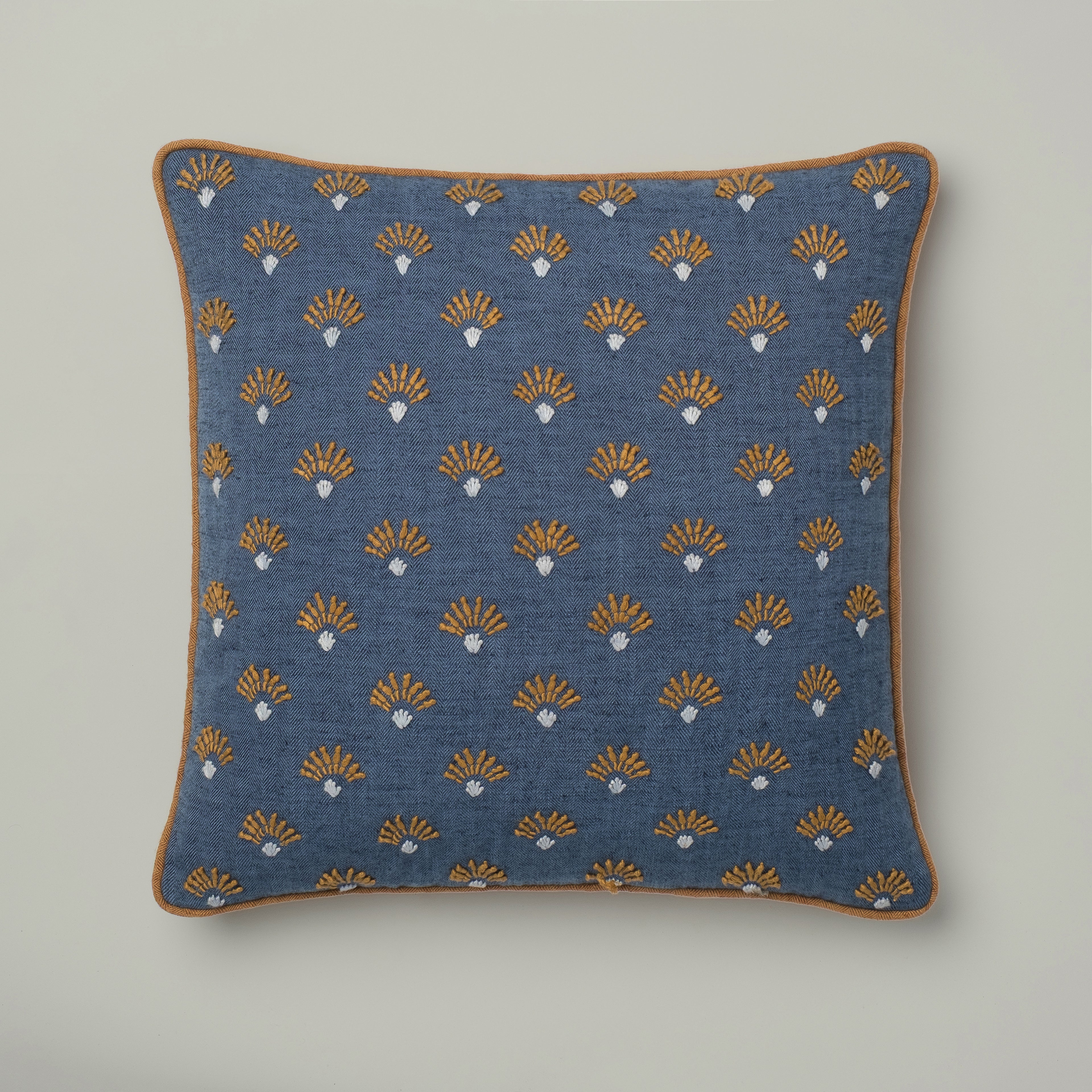 Indigo Bloom Embroidered Cushion