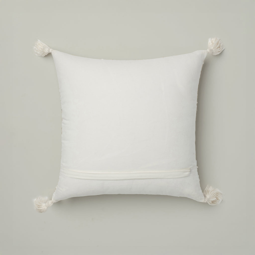 Natural Embroidered Tassel Cushion