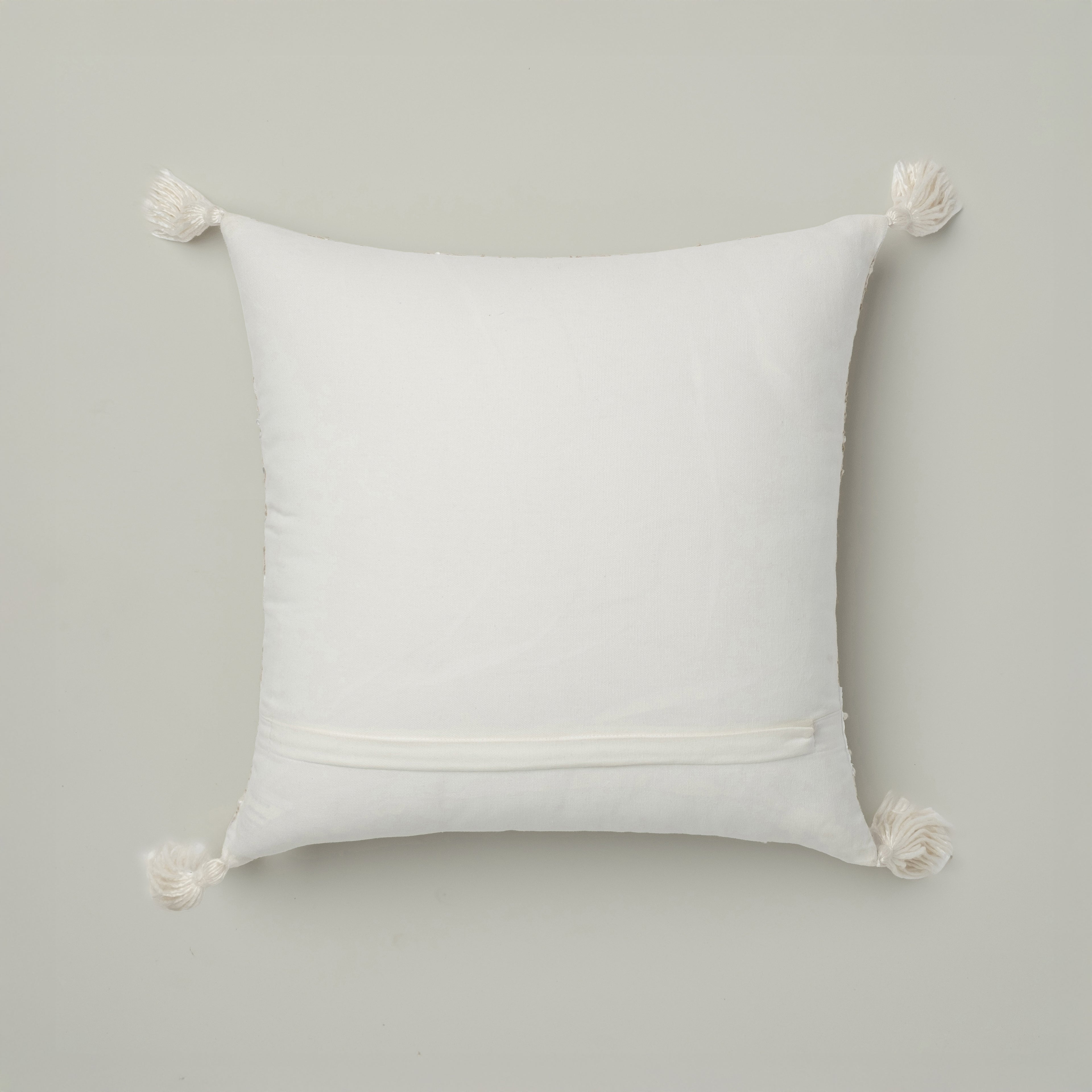 Natural Embroidered Tassel Cushion