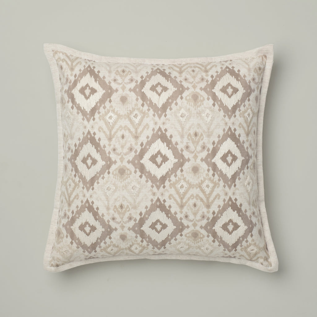Taupe Ikat Medallion Cushion