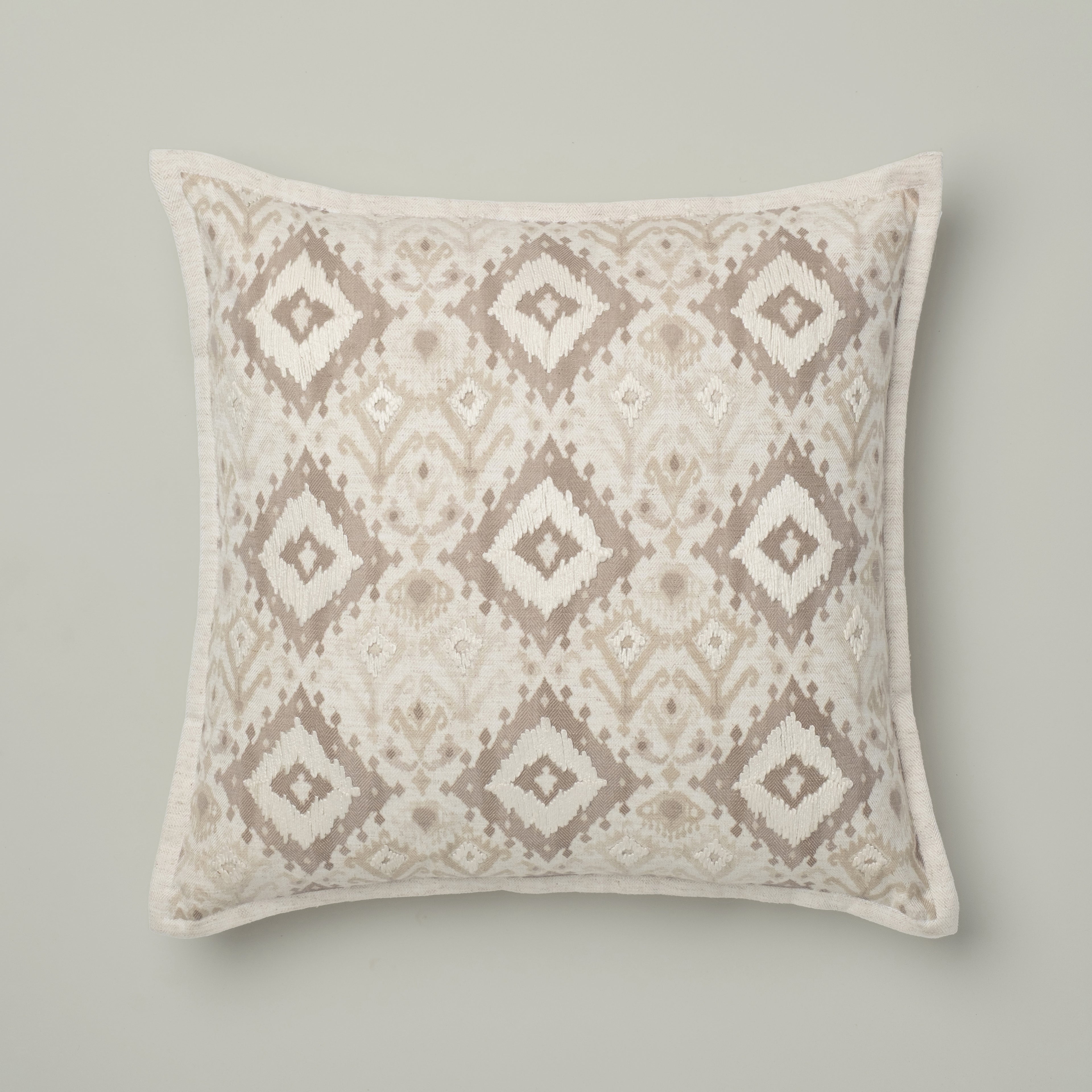 Taupe Ikat Medallion Cushion